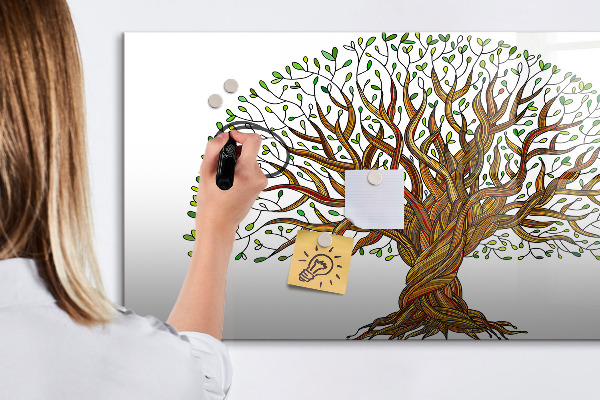 Tableau magnétique effaçable Arbre à souvenirs avec aimants et marqueur
