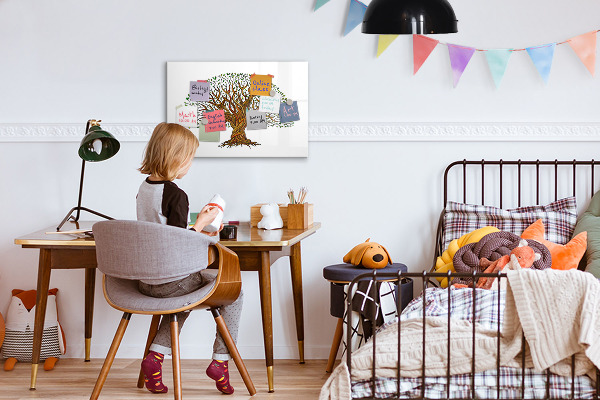 Tableau magnétique effaçable Arbre à souvenirs avec aimants et marqueur