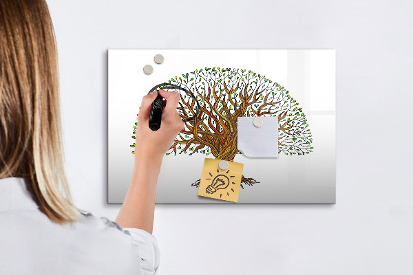 Tableau magnétique effaçable Arbre à souvenirs avec aimants et marqueur