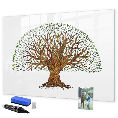 Tableau magnétique effaçable Arbre à souvenirs avec aimants et marqueur