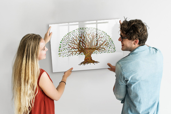 Tableau magnétique effaçable Arbre à souvenirs avec aimants et marqueur