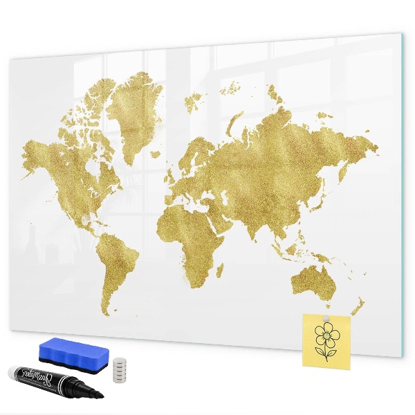 Tableau magnétique effaçable Carte du monde avec espace pour les photos