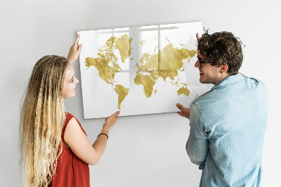Tableau magnétique effaçable Carte du monde avec espace pour les photos