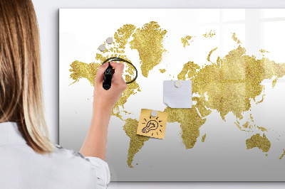 Tableau magnétique effaçable Carte du monde avec espace pour les photos
