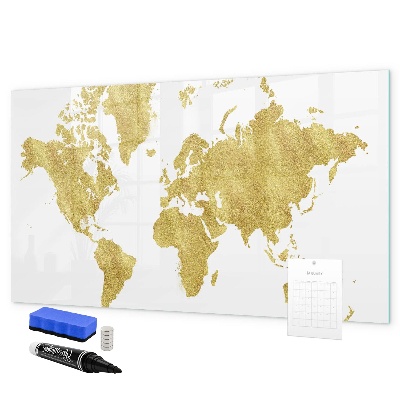 Tableau magnétique effaçable Carte du monde avec espace pour les photos