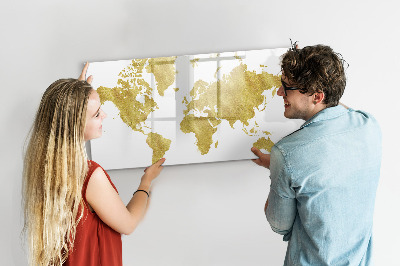Tableau magnétique effaçable Carte du monde avec espace pour les photos