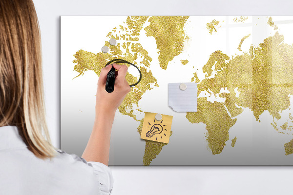 Tableau magnétique effaçable Carte du monde avec espace pour les photos