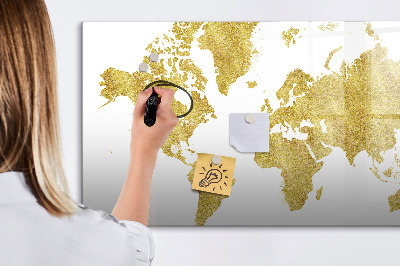 Tableau magnétique effaçable Carte du monde avec espace pour les photos