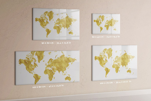 Tableau magnétique effaçable Carte du monde avec espace pour les photos