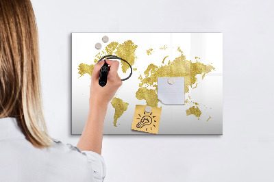 Tableau magnétique effaçable Carte du monde avec espace pour les photos