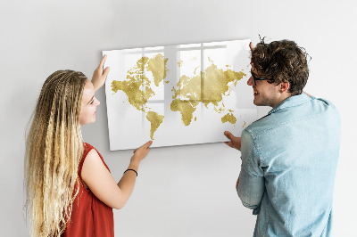 Tableau magnétique effaçable Carte du monde avec espace pour les photos