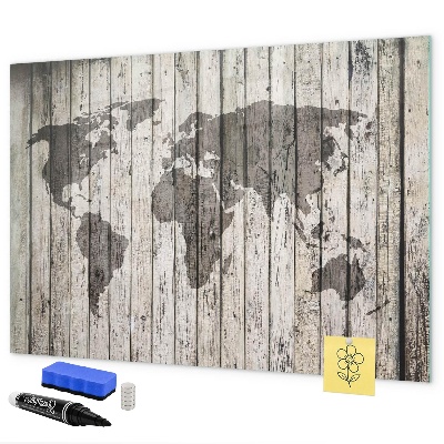 Tableau magnétique effaçable Carte du monde avec espace pour les photos