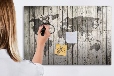 Tableau magnétique effaçable Carte du monde avec espace pour les photos