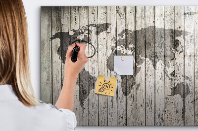Tableau magnétique effaçable Carte du monde avec espace pour les photos