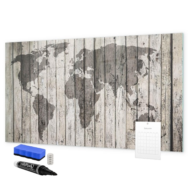 Tableau magnétique effaçable Carte du monde avec espace pour les photos