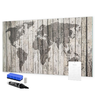 Tableau magnétique effaçable Carte du monde avec espace pour les photos