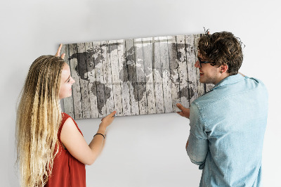 Tableau magnétique effaçable Carte du monde avec espace pour les photos