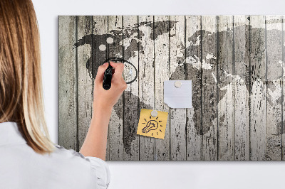 Tableau magnétique effaçable Carte du monde avec espace pour les photos