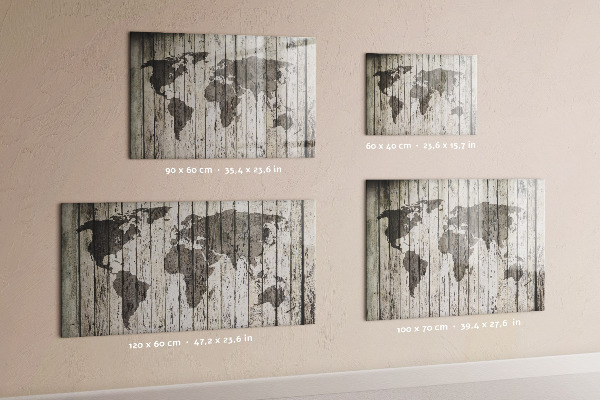 Tableau magnétique effaçable Carte du monde avec espace pour les photos