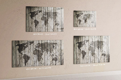 Tableau magnétique effaçable Carte du monde avec espace pour les photos