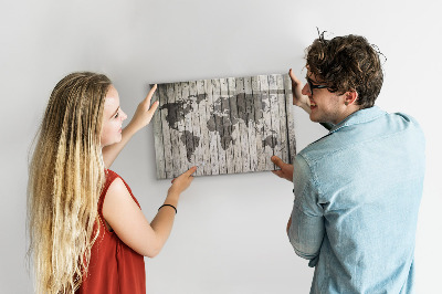 Tableau magnétique effaçable Carte du monde avec espace pour les photos