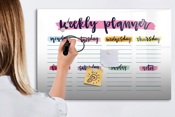 Tableau effaçable magnétique Agenda hebdomadaire avec espace pour photos