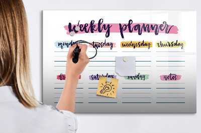 Tableau effaçable magnétique Agenda hebdomadaire avec espace pour photos