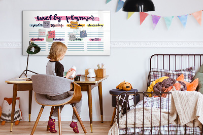 Tableau effaçable magnétique Agenda hebdomadaire avec espace pour photos
