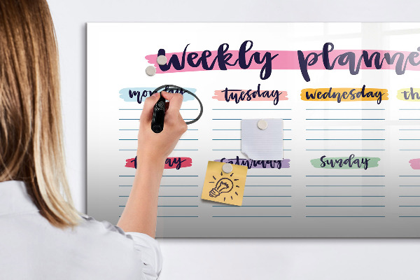 Tableau effaçable magnétique Agenda hebdomadaire avec espace pour photos