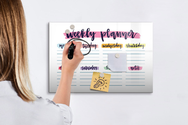 Tableau effaçable magnétique Agenda hebdomadaire avec espace pour photos