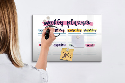 Tableau effaçable magnétique Agenda hebdomadaire avec espace pour photos
