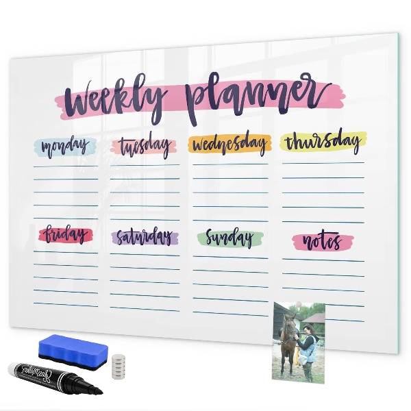 Tableau effaçable magnétique Agenda hebdomadaire avec espace pour photos