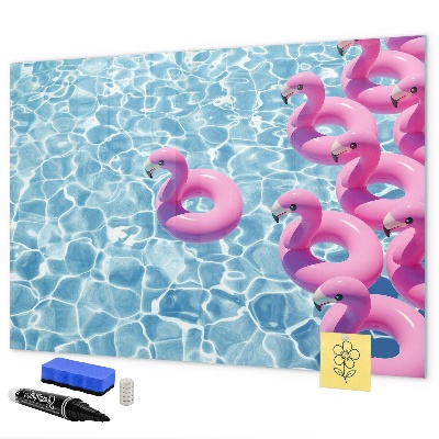 Tableau magnétique effaçable Moments de joie au bord de l'eau avec des flamants roses