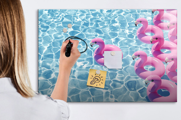 Tableau magnétique effaçable Moments de joie au bord de l'eau avec des flamants roses