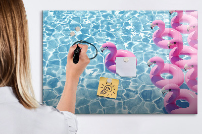 Tableau magnétique effaçable Moments de joie au bord de l'eau avec des flamants roses
