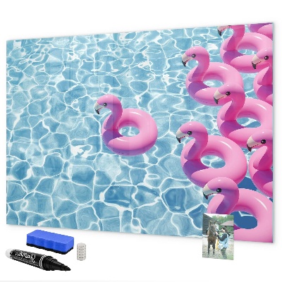 Tableau magnétique effaçable Moments de joie au bord de l'eau avec des flamants roses