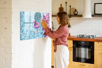 Tableau magnétique effaçable Moments de joie au bord de l'eau avec des flamants roses