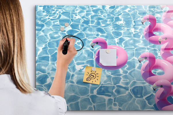 Tableau magnétique effaçable Moments de joie au bord de l'eau avec des flamants roses