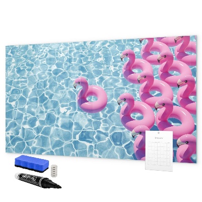 Tableau magnétique effaçable Moments de joie au bord de l'eau avec des flamants roses