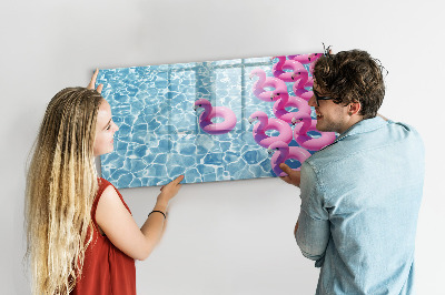 Tableau magnétique effaçable Moments de joie au bord de l'eau avec des flamants roses