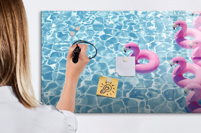 Tableau magnétique effaçable Moments de joie au bord de l'eau avec des flamants roses
