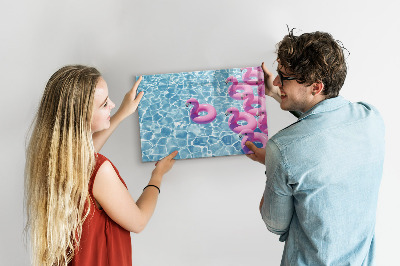Tableau magnétique effaçable Moments de joie au bord de l'eau avec des flamants roses