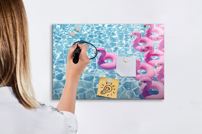 Tableau magnétique effaçable Moments de joie au bord de l'eau avec des flamants roses