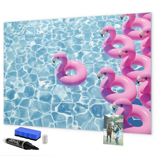 Tableau magnétique effaçable Moments de joie au bord de l'eau avec des flamants roses