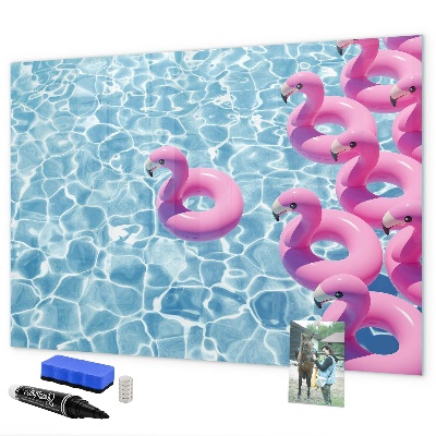 Tableau magnétique effaçable Moments de joie au bord de l'eau avec des flamants roses