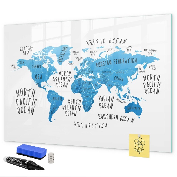 Tableau effaçable magnétique Carte du monde pour la personnalisation de photos