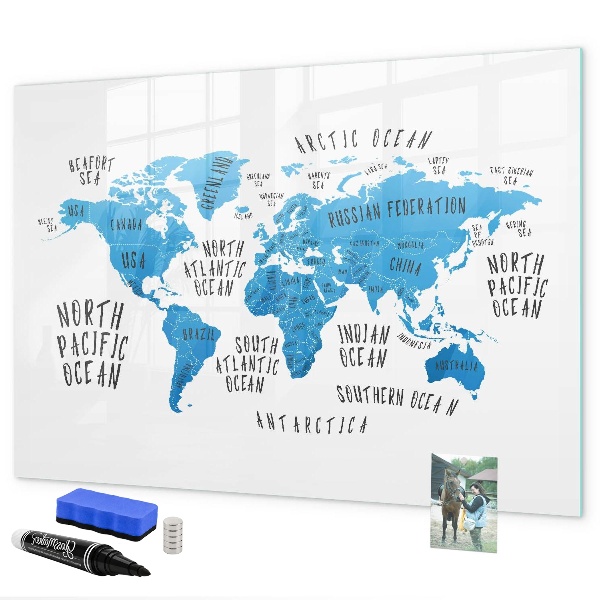 Tableau effaçable magnétique Carte du monde pour la personnalisation de photos