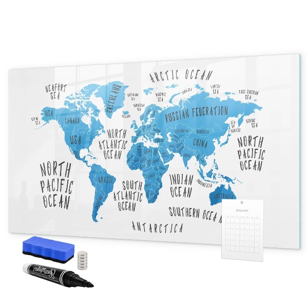 Tableau effaçable magnétique Carte du monde pour la personnalisation de photos