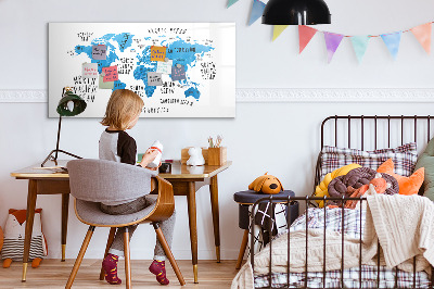 Tableau effaçable magnétique Carte du monde pour la personnalisation de photos
