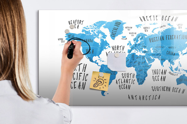 Tableau effaçable magnétique Carte du monde pour la personnalisation de photos